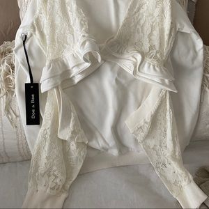 Lace sleeve boutique sweatshirt